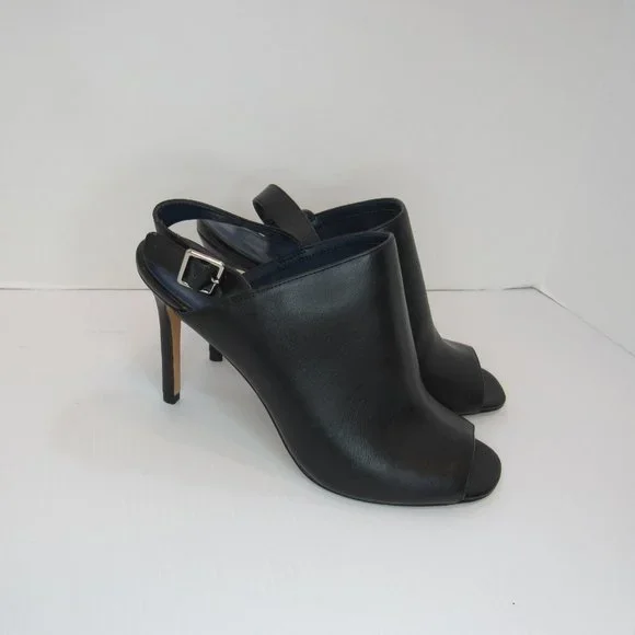 Charles & Keith Black Sling Back Peep Toe Stiletto Heels - Picture 9 of 12